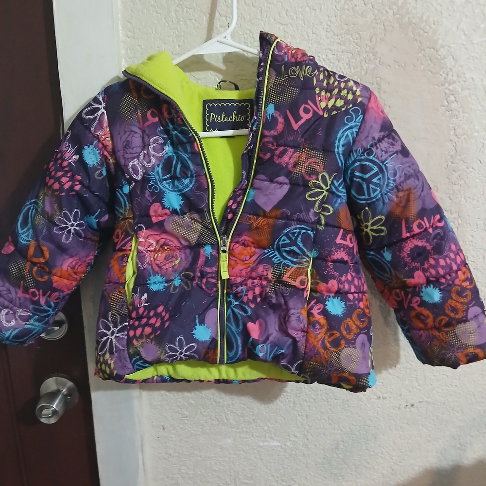 Vibrant Peace & Love Puffer Jacket for Kids